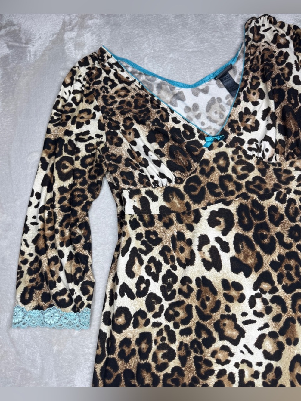 Bisou Bisou Intimates Babydoll Leopard Animal Print Mini Nightgown Dress Size XL - Picture 2 of 16